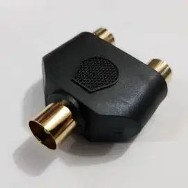 Jack Antena Anntena TV Cabang 1 Port Male 2 Female Gold Plated