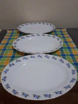 Oval Serving Plate (P-118) 3 pcs Piring Saji Keramik Keren Besar