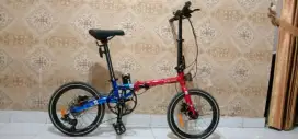 Sepeda Lipat Element Troy Merah Biru Chromoly