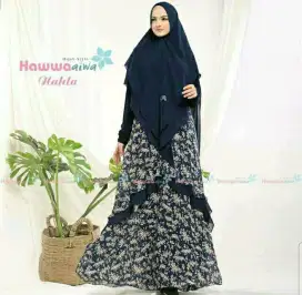 Set gamis hijab syarie brand Hawwa Aiwa, preloved.
