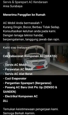 SERVICE AC MOBIL / PERAWATAN AC MOBIL panggilan