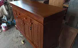Buffet TV Minimalis uk. 1,2 Meter Jati Finishing Melamic Alusan