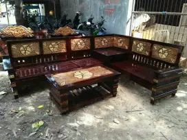 Meja Kursi sudut ukir jati Jepara