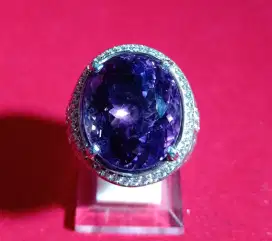 Natural amethyz dengan ring perak mewah