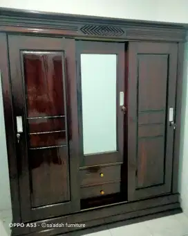 Lemari jati pintu 3 sleding