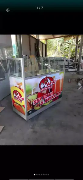 Gerobak jualan etalase jajakan kuliner both permanen free desain