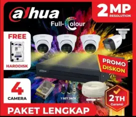 PAKET CCTV 4 CAMERA FULL COLOUR 2mp Dahua