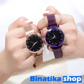 Jam Tangan Wanita Korea Starry Sky Magnetik Kuarsa Rantai Pasir