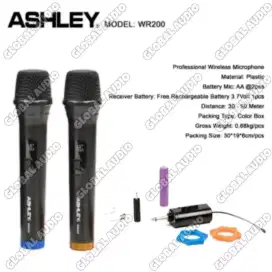 Mic Micropon Wireless Ashley WR 200, Double mic suara empuk, Mantap