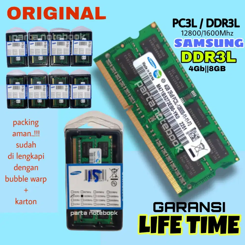 (BARU) memori ram laptop DDR3L PC3L 4GB 8GB DDR4 JUGA READY