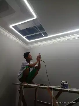 Pasang plafon Gypsum, partisi Gypsum, PVC, aksesoris lainnya