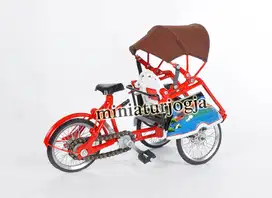 Miniatur Becak Surabaya Warna - Becak Jogja  - Becak Lukis kecil