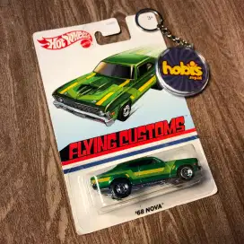 Chevrolet Nova Hot Wheels Reguler Green Flying Customs Free Protector