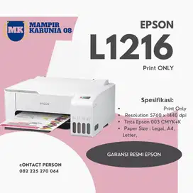 Printer Epson L1216 Print Only Garansi Resmi