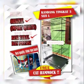 PROMO ! Kandang anjing kucing dll tingkat 3 free hamock