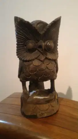Patung kayu burung hantu owl 40cm