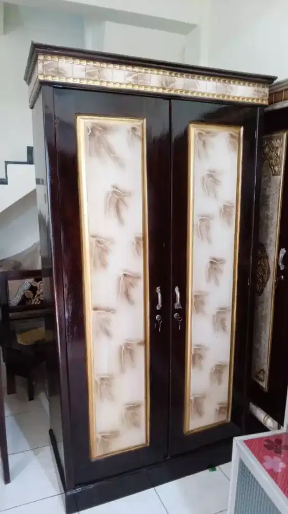 Lemari Jati 2pintu Motif Marmer READY