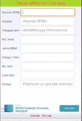 Aplikasi Android Nota BBM Bensin