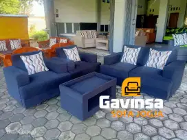 Premium Sofa 211 Model Semarangan , 1 set Meja , Warna Hitam , GARANSI