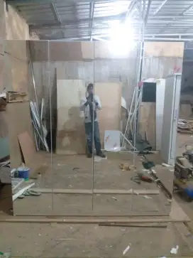 Lemari pakaian premium frame less full cermin 4 pintu design premium