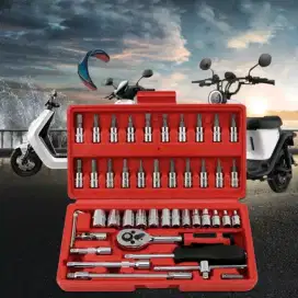 Kunci sok set 46 pcs/ Socket Wrench Set Tools / Kunci Shock 46 in 1