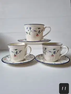 Cangkir lepek set motif bunga, gelas motif warna