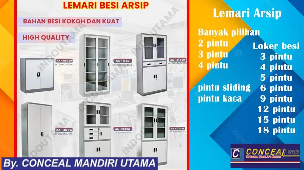 Lemari Almari arsip besi dokumen file Loker locker sliding baru bekas