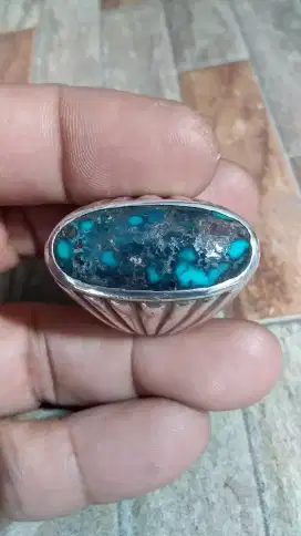 Batu jenis Akik/permata Pirus persi Ring Perak