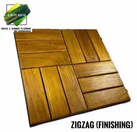 Decking Tile Lantai Kayu Jati Bongkar Pasang Zigzag Finishing