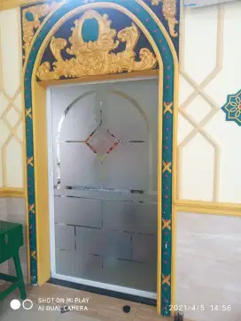 Sticker sanblast kaca masjid, musholla dan rumah