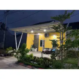 Pemasangan kanopi rumah rangka baja ringan atap spandek polos