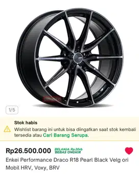 Velg Enkei performance Draco 18” inch  & Ban Continental 225/50-18 95v