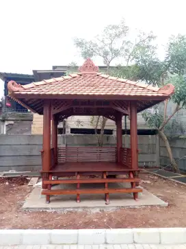 Gazebo gelugu - gazebo kayu kelapa berbagai ukuran