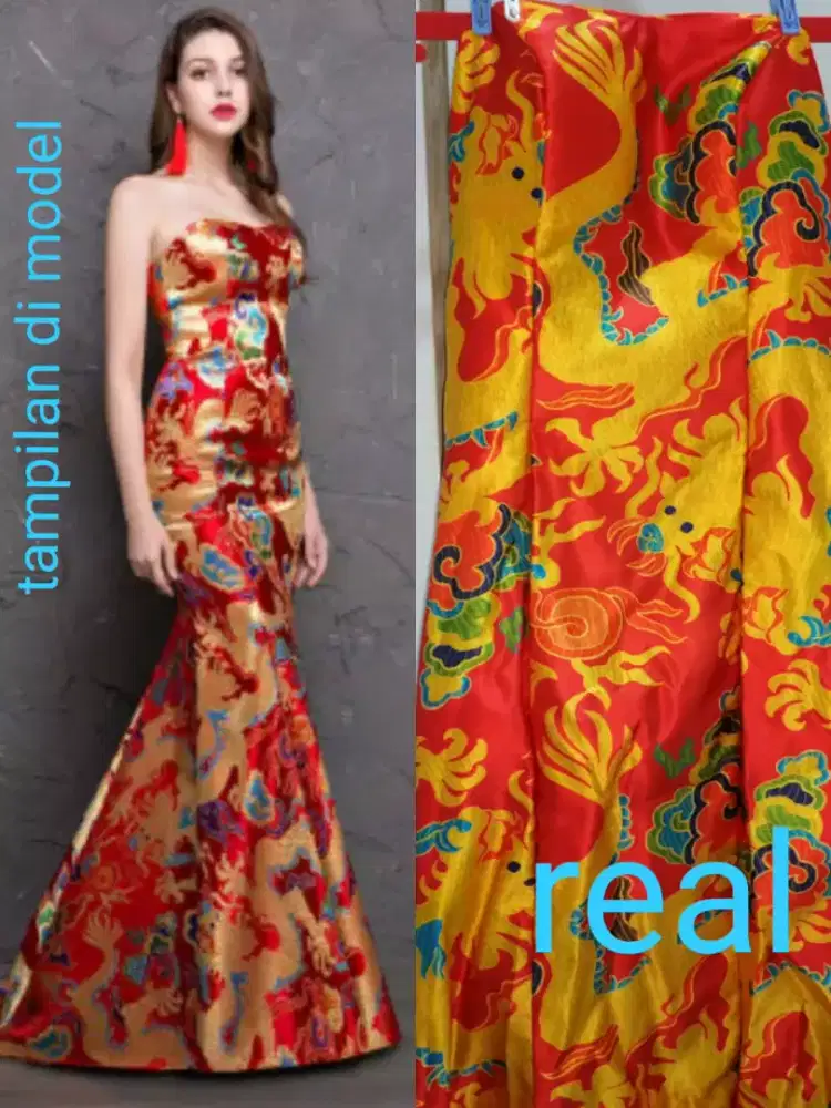 Fishtail Cheongsam /Qipao/Chinese Wedding Dress with Dragon Pattern