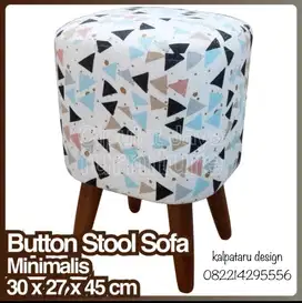 Kursi Stool sofa Bulat bahan Ateja suede, bisa pilih motif free ongkir