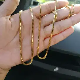 Kalung Titanium Milano Gold 45cm bisa untuk Pria dan Wanita Anti Karat