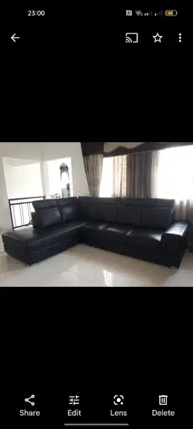 Harga Turun Sofa L Shape Jumbo, Kulit Asli. Handmade.