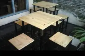 Meja kursi cafe (1 meja 4 kursi)  bisa custom