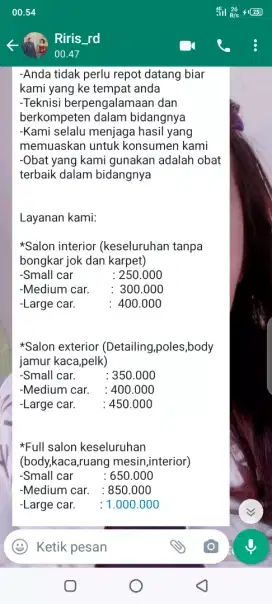Perawatan dan Salon mobil(Detailing)