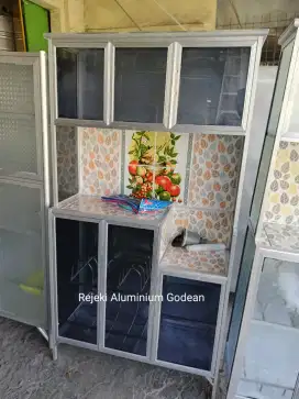 Rak piring 3pintu keramik kaca riben