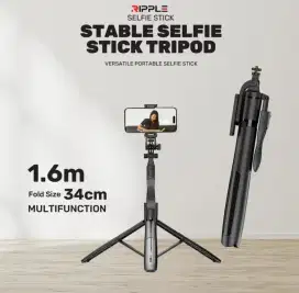 Tongsis 3in1 dgn tripod+buetooth+anti shake bisa  memanjang sd 1,6m