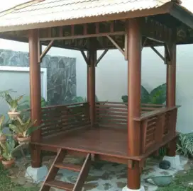 Gazebo kayu kelapa - saung kayu kelapa berbagai ukuran