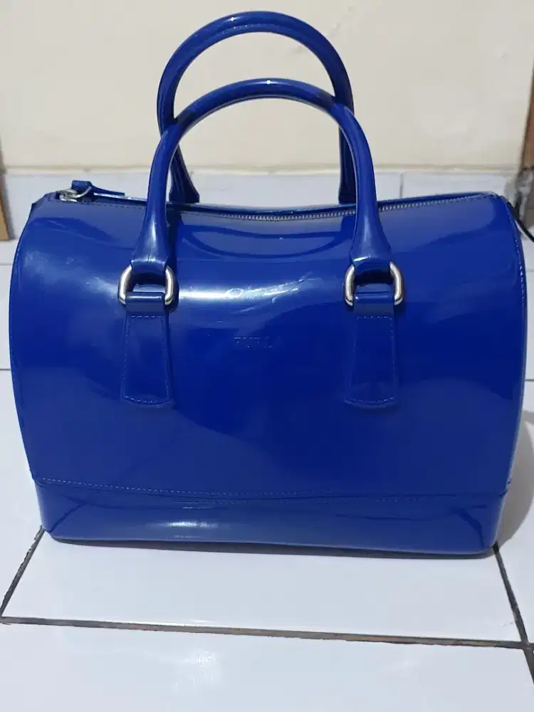 Furla jelly bag biru preloved