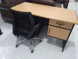 (COD GRATIS ONGKIR PASANG TANGSEL) MEJA KANTOR KERJA TEBAL + KURSI