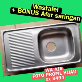 Wastafel bak cuci piring ~ Bahan FULL Stainless Steel + BONUS SARINGAN