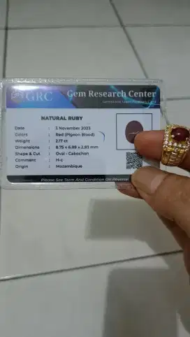 Dijual santai batu permata Ruby, kondisi lengkap memo..Terimakasih OLX