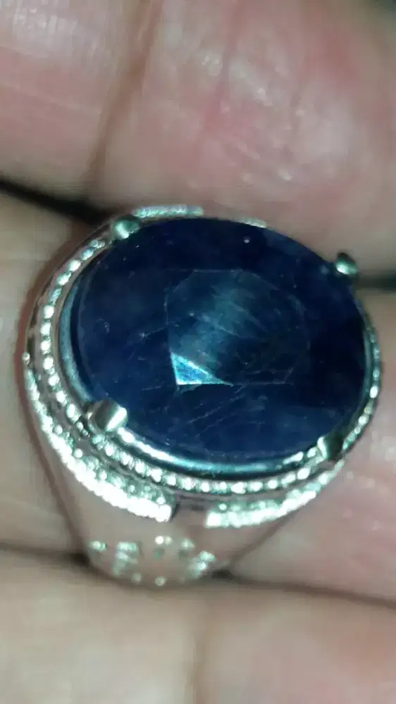 Jual Batu Cincin Permata Dark Royal Blue Sapphire Cutting Beautiful