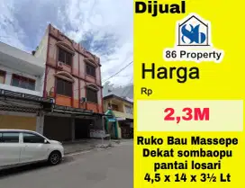 Dijual Murah ruko jalan bau Massepe dekat sombaopu pantai losari