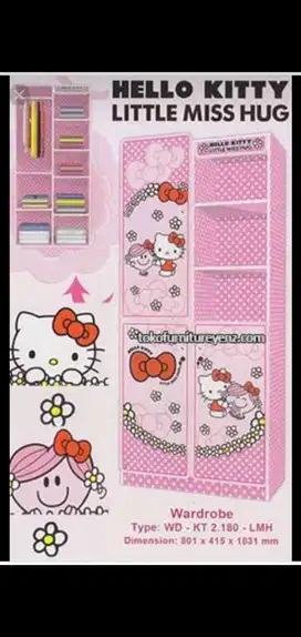 Promo Cuci Gudang! Lemari Partikel KEAPanel motif hellokitty