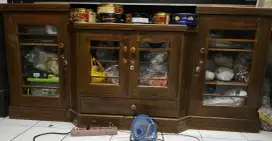 Lemari kayu jati  asli  tv pajangan panjang 200 tinggi 87